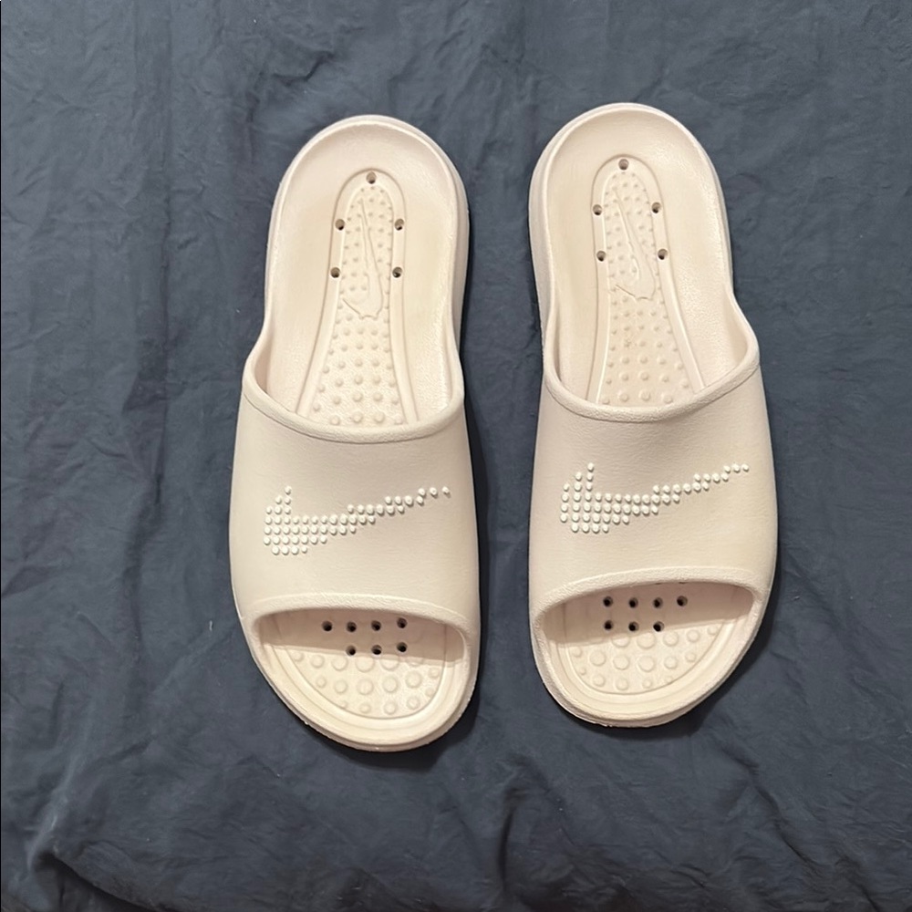Nike Light Pink Comfort Slippers with Textured Footbed